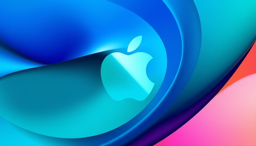 Colorful abstract Apple logo with Liquid Glass style.