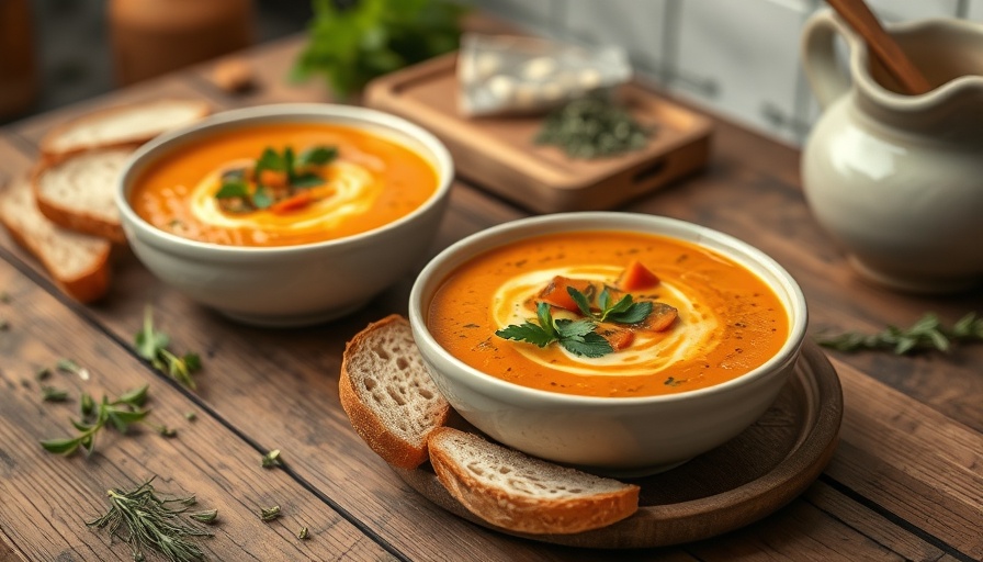 Fall soup recipes with creamy tomato and herb soup bowls.