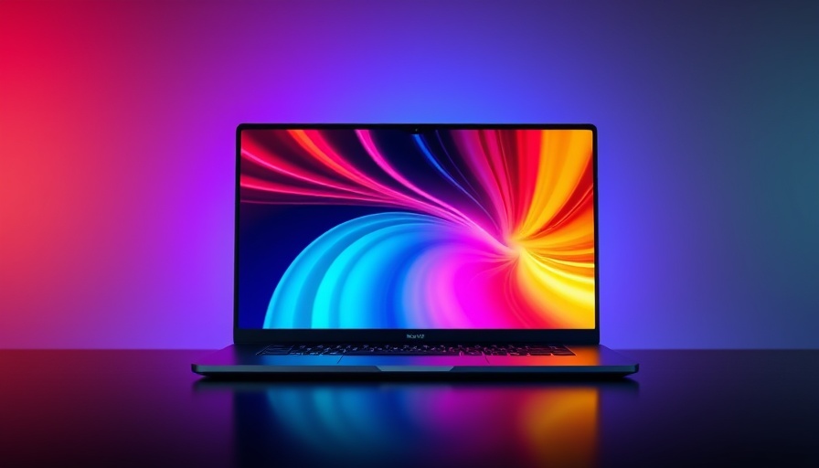 Modern gaming laptop with a vibrant display and futuristic design.