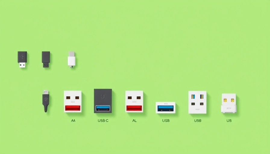 Illustration of USB ports and speeds with various connectors.