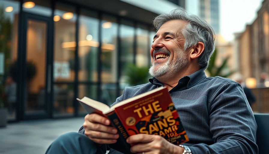 Organize your money with financial independence tips, smiling man with book.