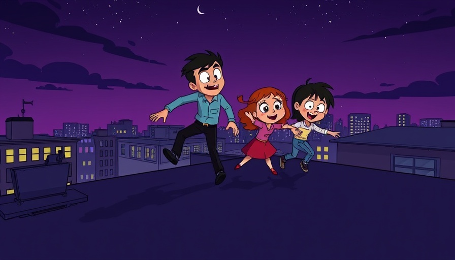 The Simpsons movie secret ingredient scene with family on rooftop.