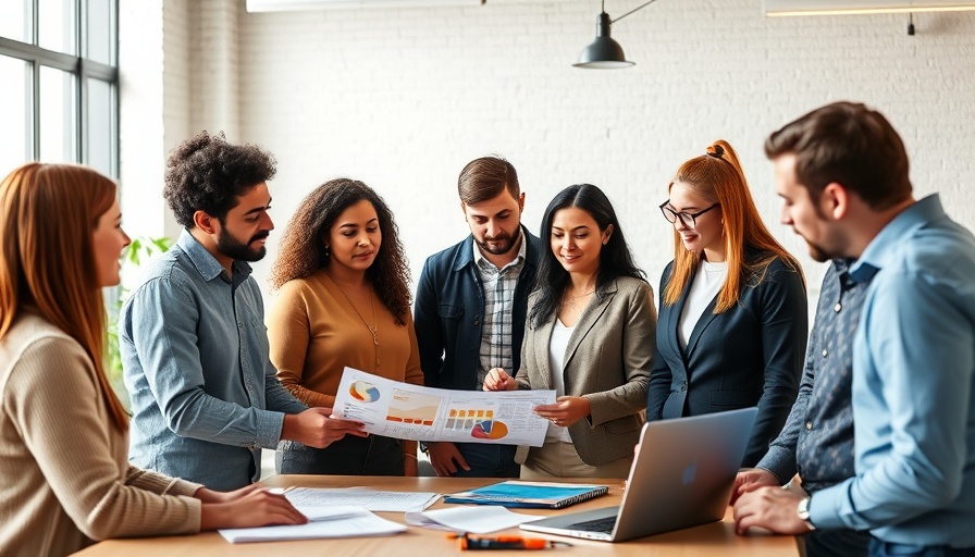 Diverse team collaborating on successful rebranding campaign.