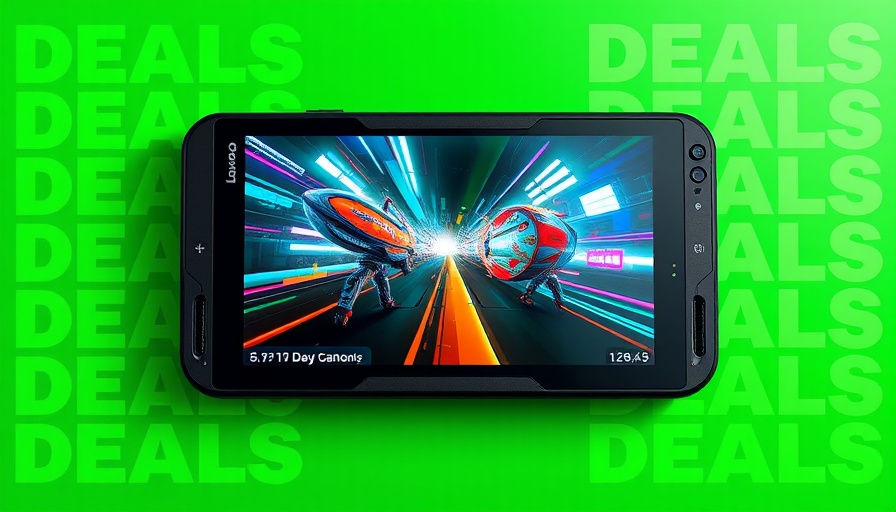 Lenovo Legion Go S Deal display with vibrant graphics and green background.