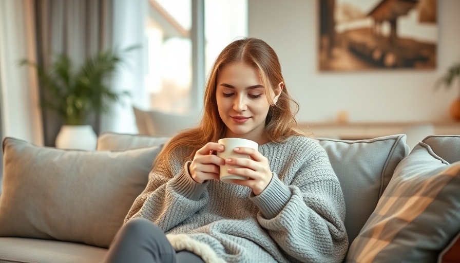 Cozy young woman enjoying DIY immunity tea for cold weather.