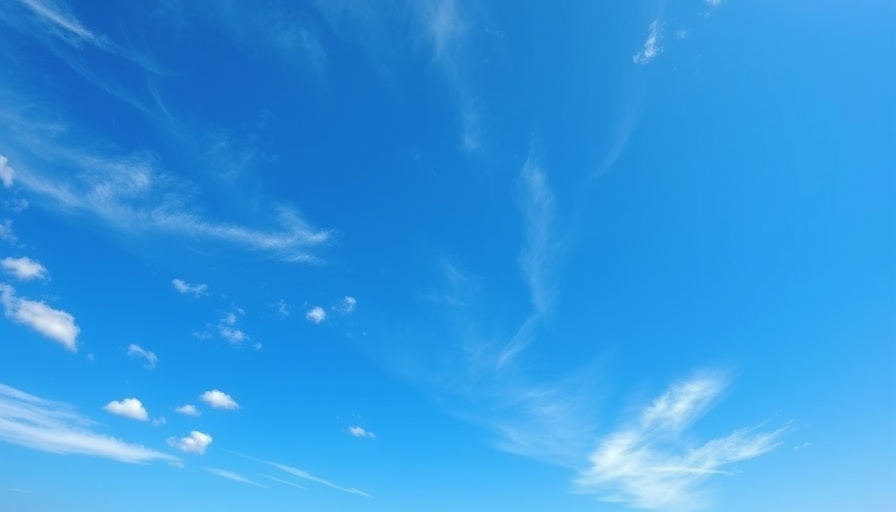 Blue sky with scattered clouds, signifying calmness and community.