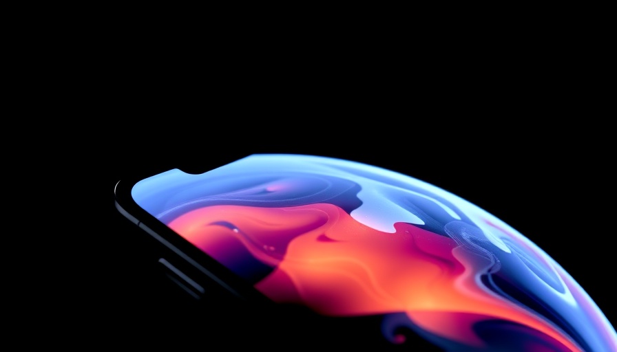 iPhone 17 with USB-C port and glowing screen, black background.