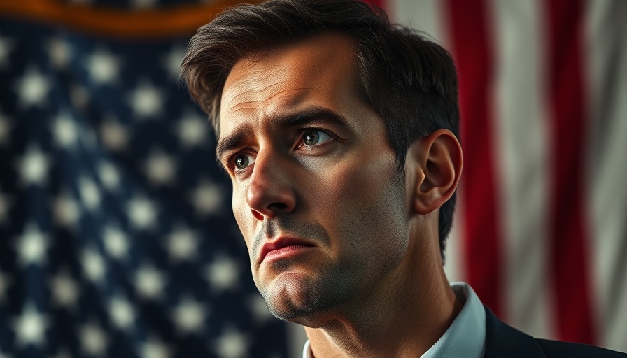 Serious man with blurred stars backdrop, California National Guard deployment lawsuit.