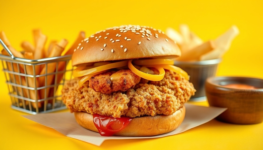 Best burger bar near me: chicken burger and fries on tray.