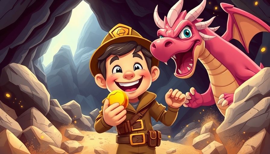 Animated miner and dragon promoting affiliate marketing.