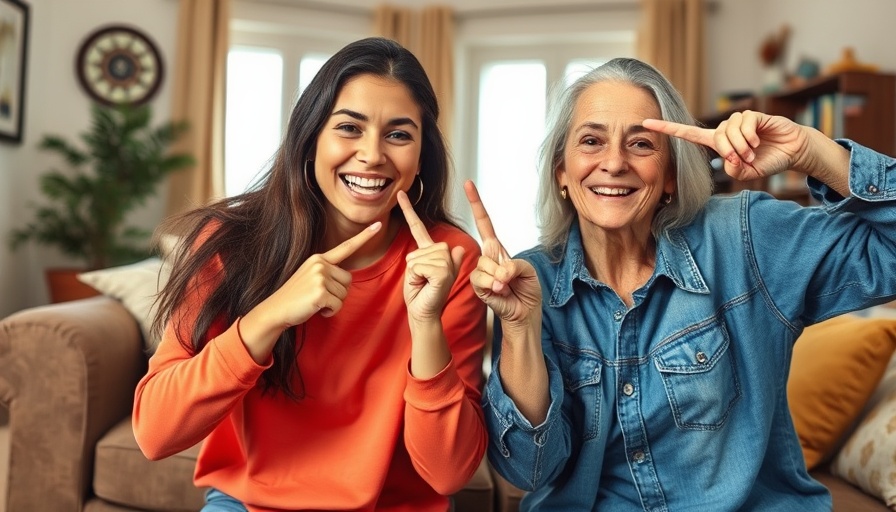 Mother and son in a playful bird pose, cozy home setting.