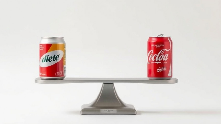 Balanced scale showing diet soda risks for liver health.