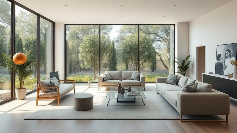 Modern living room with large windows showcasing home extension construction.