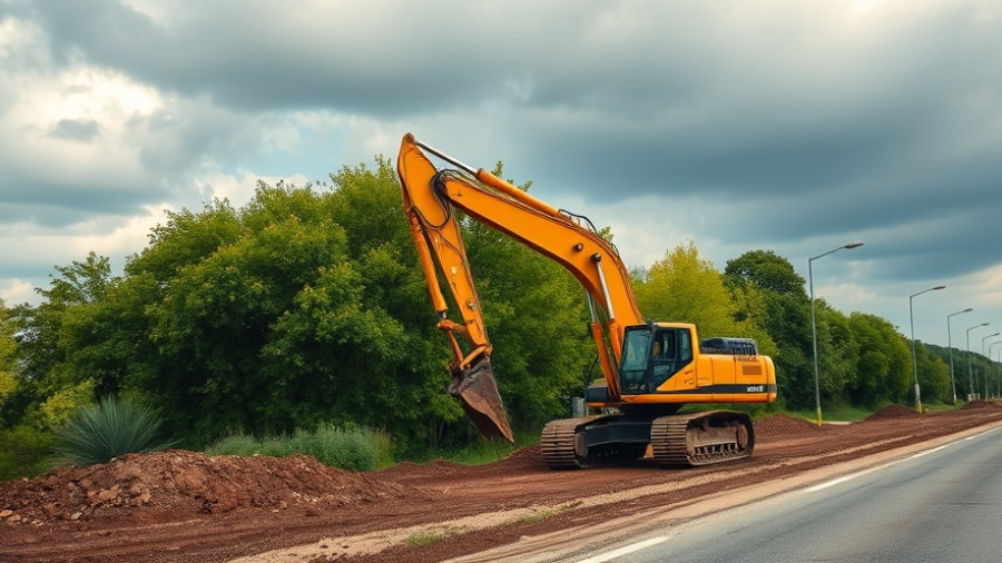 Excavator working on Mississippi Project SR 477 roadside.