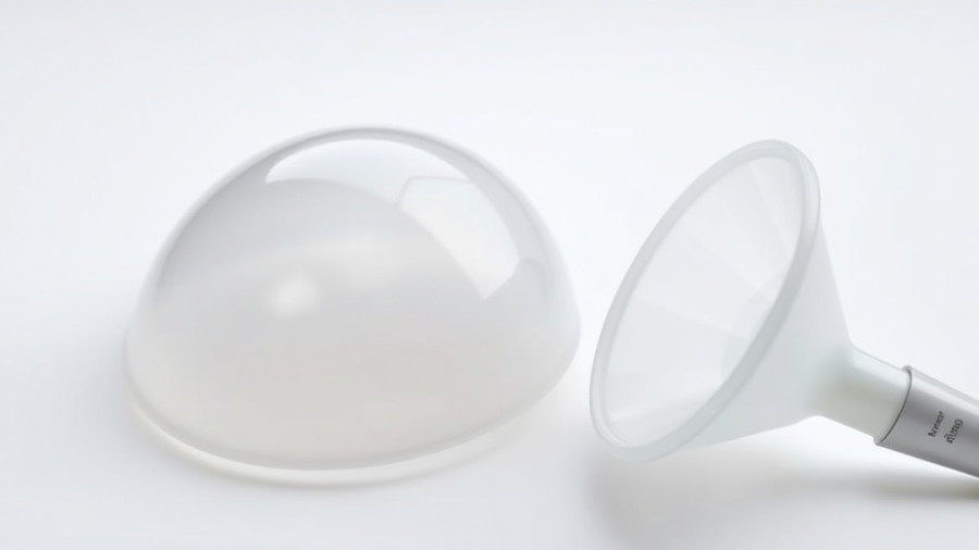 Close-up of a breast implant and funnel for best breast augmentation surgeon.