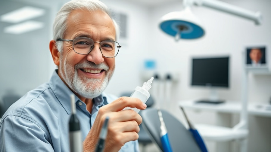 Older man at dental clinic related to oral bacteria and heart attacks.