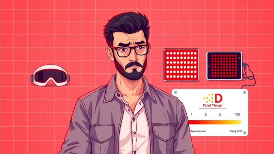 Best red light therapy device ranking with concerned man observing.