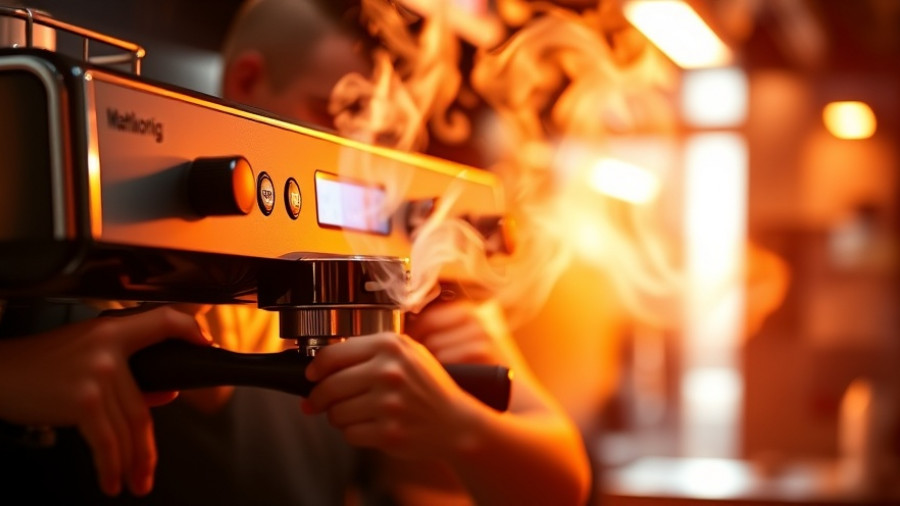 Mahlkönig Xenia home espresso machine steaming in modern setting.