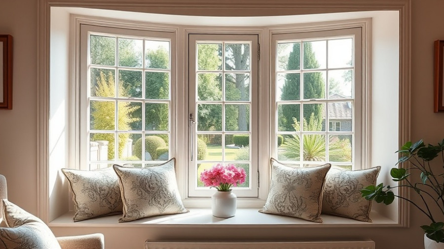 Bay windows with pillows enhancing home value in the UK.