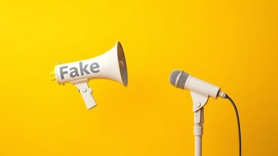 Artistic display of 'Fake Outrage' theme with megaphone.