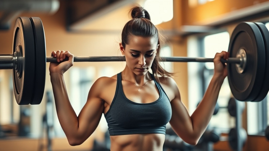 Athletic woman lifting barbell in gym for hourglass body workout routine.