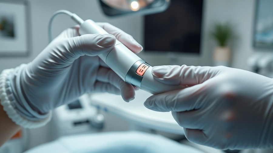 Board-certified dermatologists RF microneedling device in use.