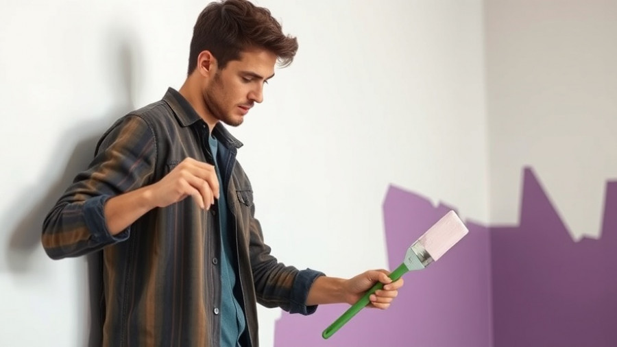 Young man using eco-friendly interior paints, painting a wall.