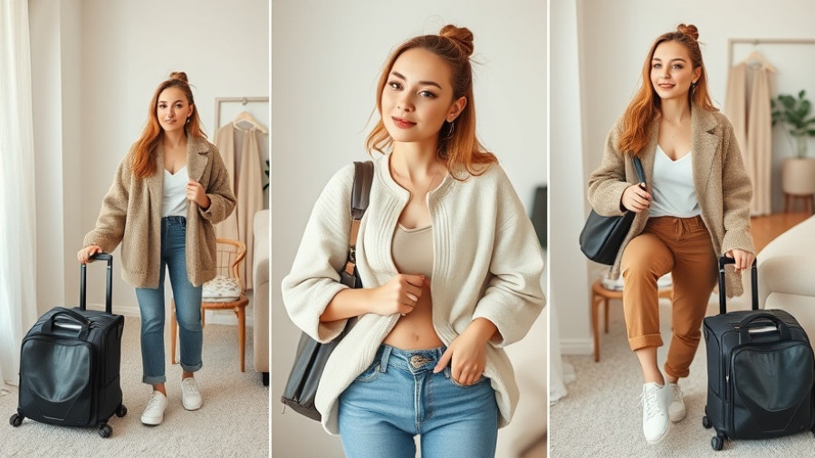 Stylish travel preparation with skincare routine elements.