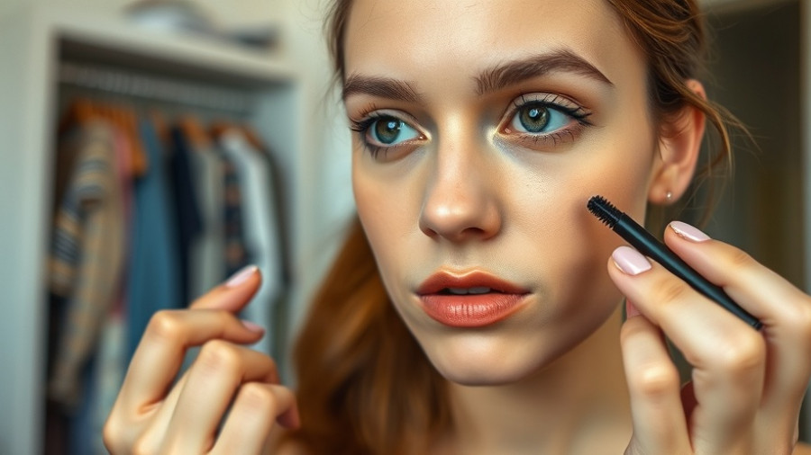 Young woman applying best drugstore mascara with focused expression.