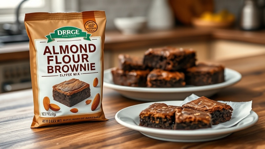 Almond flour brownie mix and brownies on a table for keto diet for weight loss.