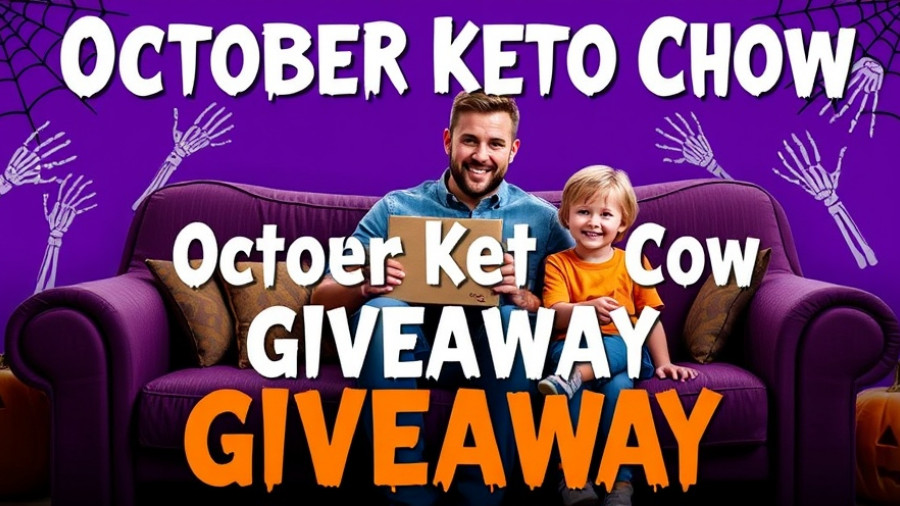 Halloween-themed Keto Chow giveaway banner with man and child, keto diet for weight loss.