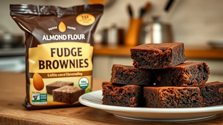 Keto recipes for beginners: almond flour brownie mix and brownies on plate.