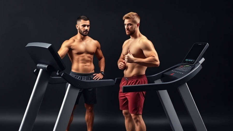 Fat burning exercises debate with two men near a treadmill.