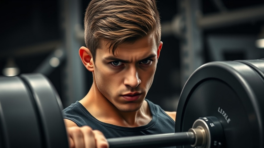 Young man lifting weights, weight loss workouts inspiration.