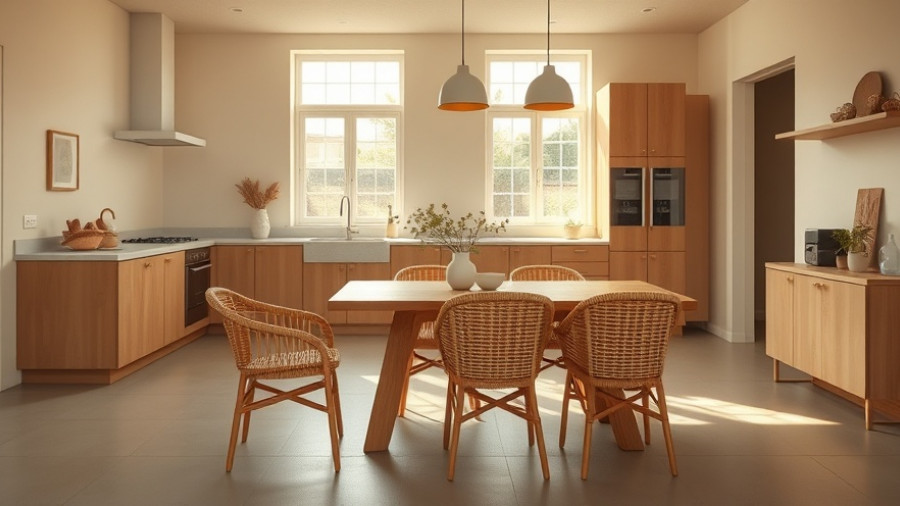 Elegant kitchen extension with wooden table in natural light