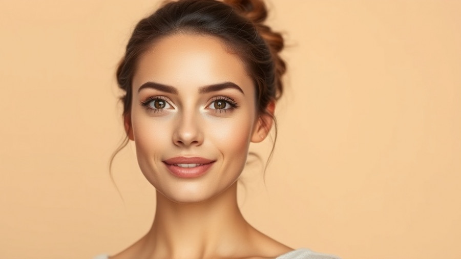 Natural makeup tutorial image with woman smiling slightly.