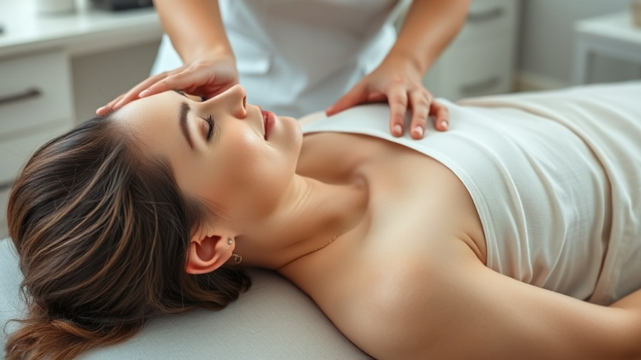 Relaxed woman receiving chiropractic care in clinic.