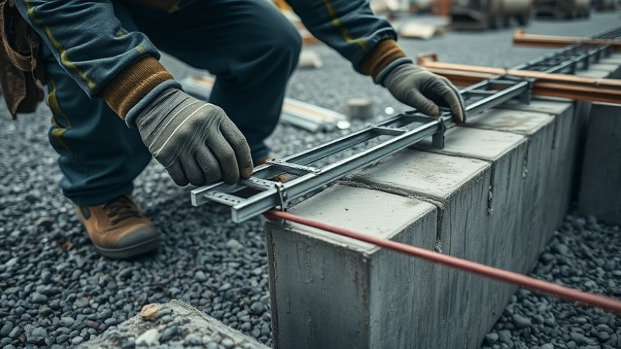 Foundation construction methods displayed through concrete assembly.