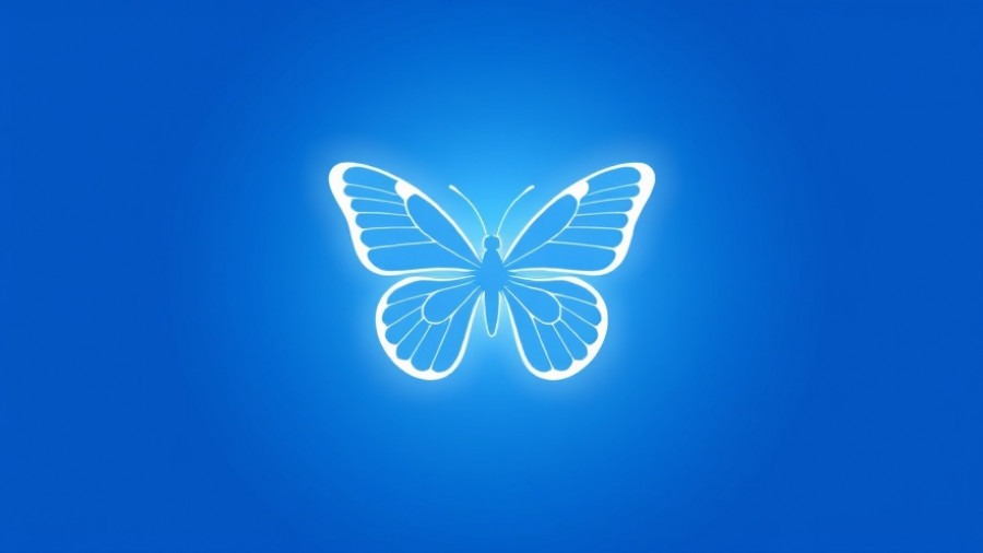 Minimalist white butterfly logo on blue background, symbolizing Bluesky growth and brand engagement.