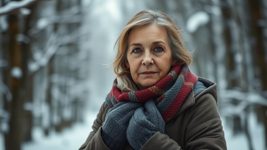 Winter chiropractic care: woman cold in snow, highlighting joint pain relief.