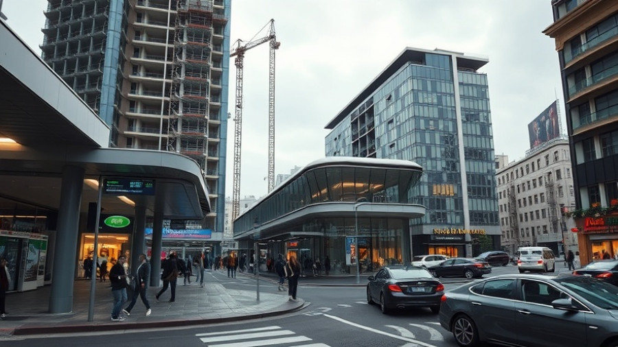 New Brunswick train station renovation scene with modern architecture.