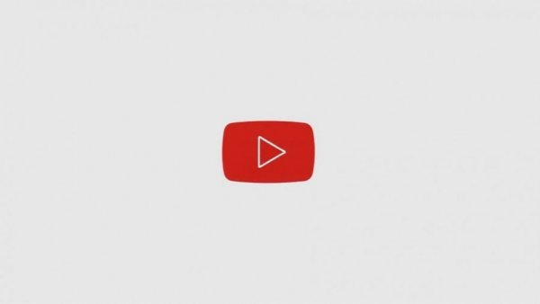 Minimalist YouTube logo, digital gray background, symbolic red icon.