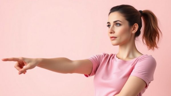 Ultherapy PRIME for Arms and Abdomen: woman examining her arm in a pink top.