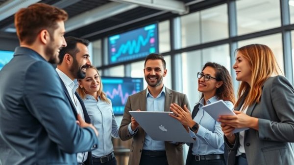 Business team strategizing to expand digital marketing footprint.