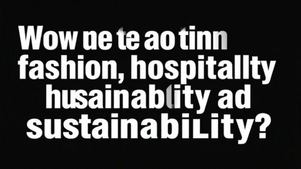 Sustainable luxury hotels inquiry text on black background.