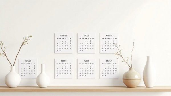 Minimalist Adobe InDesign wall calendar template with ceramic vase images for 2026.