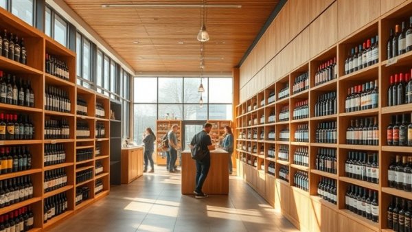 Elegant Berry Bros. & Rudd store interior with customers browsing wine selection.
