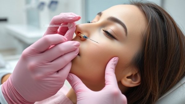 Professional administering botulinum injection in modern clinic, first-in-class Botulinum Neurotoxin E treatment.