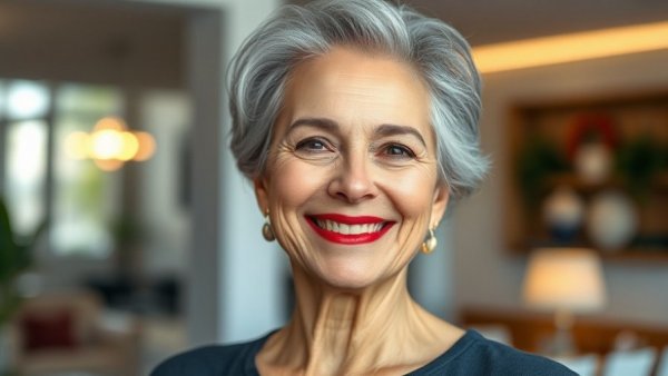 Elegant older woman showcasing best makeup tips for women over 40.