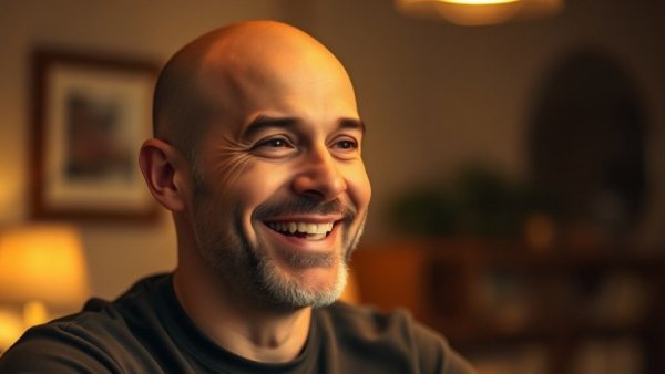 Man discussing benefits of red light therapy for skin, 25% off offer.